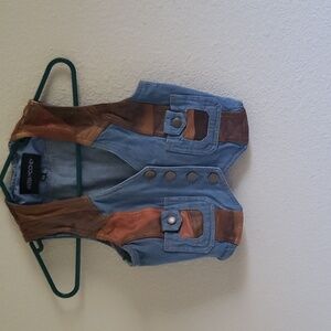 x small Vanessa Mooney jean/leather vest